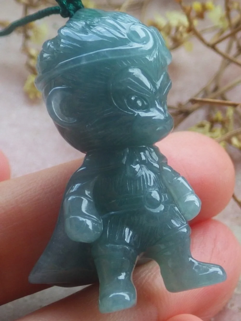 Certificate Jadeite Jade Pendant Green Monkey Sun Wukong The Monkey King
